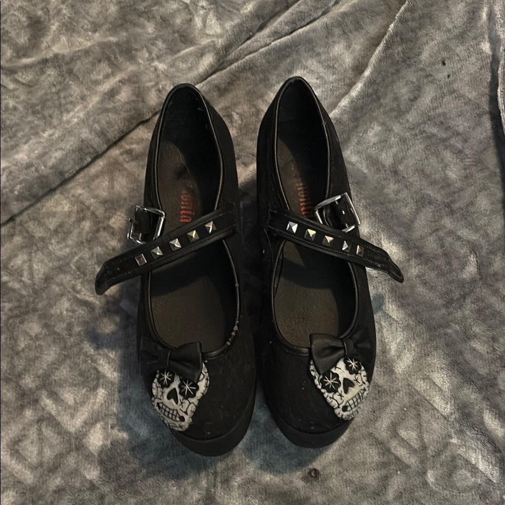 Black Skull Mary Jane platform Shoes